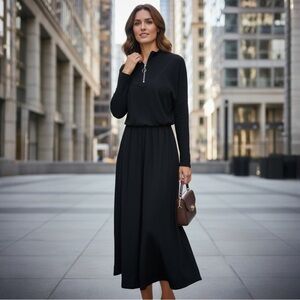 PARNI black midi modest dress